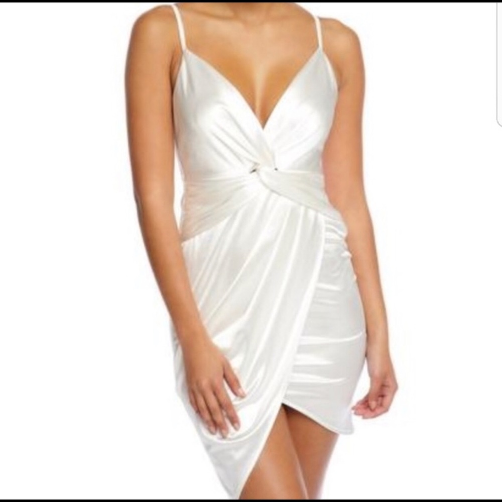 LUXXEL- White Satin Twist dress